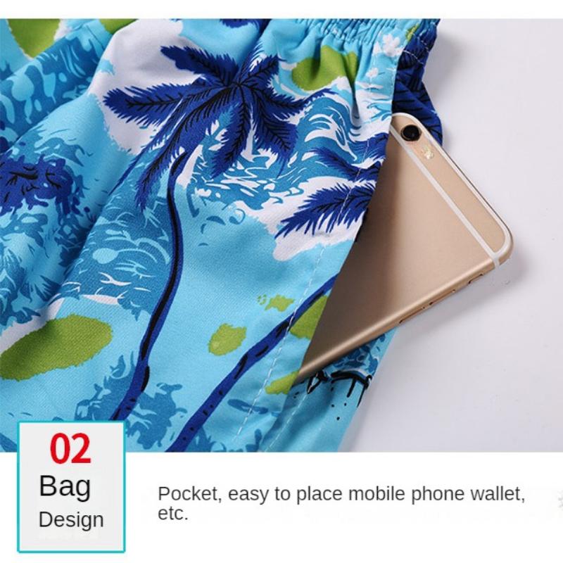 Пляжные брюки Мужские быстросохнущие свободные тонкие четверти шорты Спортивные повседневные брюки с цветочным принтом