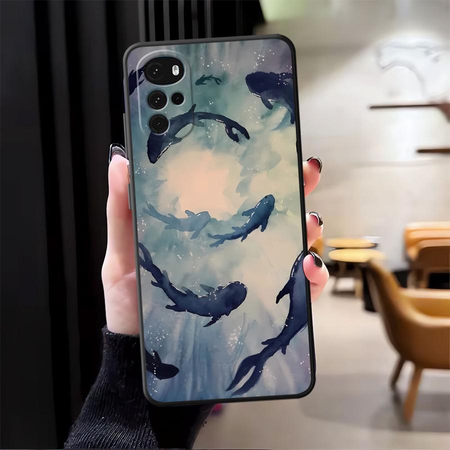 Чехол для Motorola Moto G71 G51 G73 G50 G52 G53 G30 G32 Edge 20 Pro 30 Lite G60s G22 Edge40 Чехол для телефона Дизайн с акулой и китом в океане