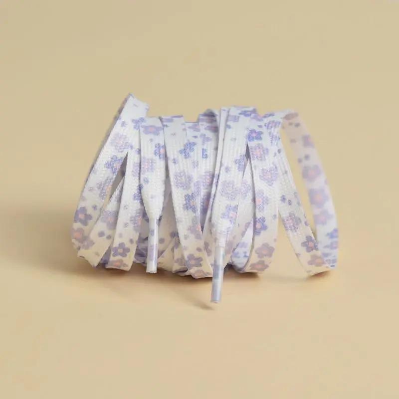 1 Pair Flat Shoes Printed Shoelaces Little White Shoes Shoelace Canvas Shoes Casual Shoelaces Length 80/100/120/140/160cm