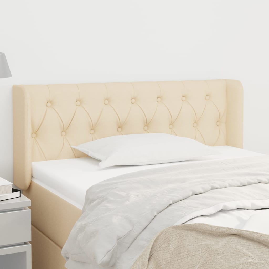 Headboard with Ears Cream 103x16x78 88 cm Fabric