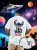Летние футболки Disney с мультяшным принтом из чистого хлопка, модные, свободные и повседневные, с коротким рукавом, для мужчин и женщин