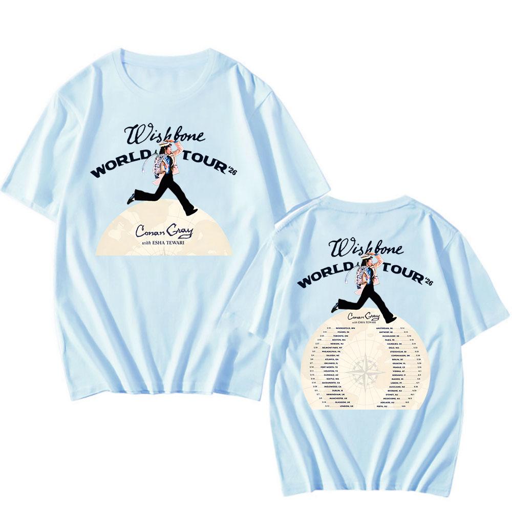 Wishbone World Tour 2026 Tshirts CONAN GRAY Singer Fashion T-shirt Short Sleeve Loose Cotton Male T Shirt Streetwear Unisex Tees