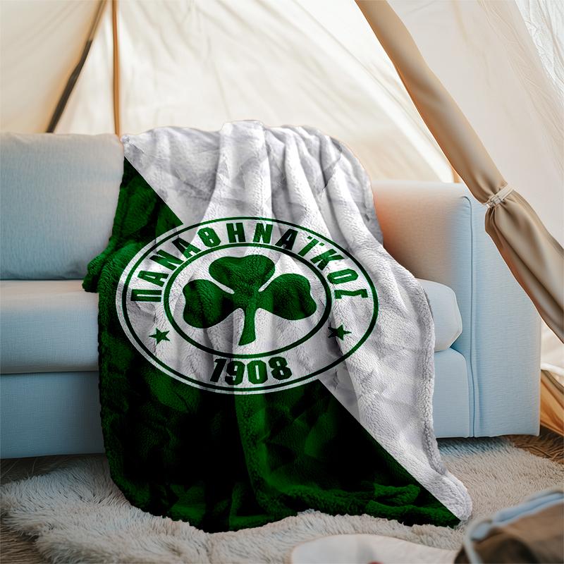 Panathinaikos FC printed throw blanket—soft,warm;versatile blanket for all seasons—perfect as &air-conditioning throw,nap blanket