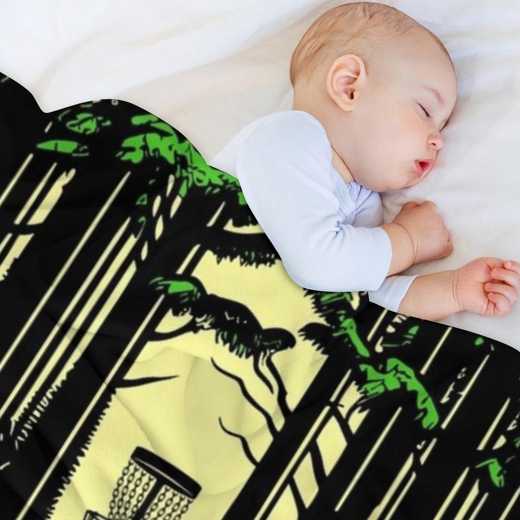 Disc Golf Forest Course Wilderness Golfer Sunset Throw Blanket Flannel Fabric Bed Fashionable Comforter Kid'S Blankets