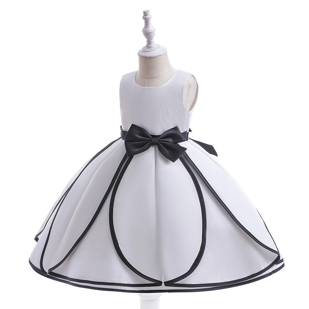 Платье принцессы на день рождения для девочек в западном стиле: Черно-белое свадебное платье для девочек-цветочниц для маленьких детей
