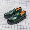 Autumn Winter New High Quality Green Patent Leather Glossy Finish Tassel Leather Casual Men's Fashionable Men's Loafer Shoes