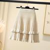 Вязаная юбка женская осень-зима с высокой талией плиссированная юбка трапециевидной формы с рюшами однотонная эластичная талия