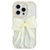 For iPhone 16 Pro Case Two Bow Epoxy Design TPU+PC Phone Back Cover Rhinestone Decor