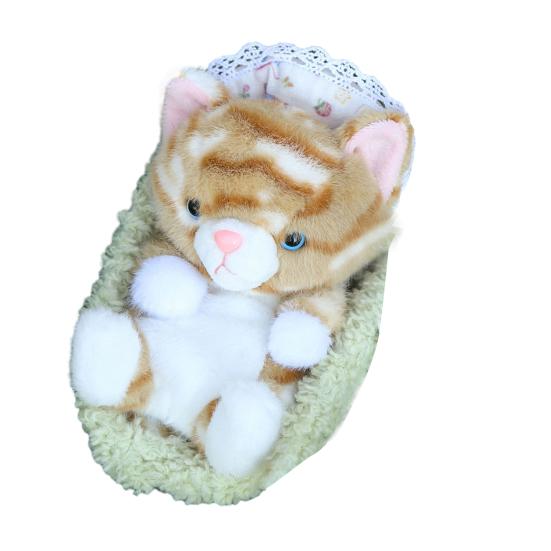 Милая реалистичная плюшевая игрушка котенок со спальным гнездом, мягкая набивная игрушка, пушистая кукла кошка, забавный настольный декор