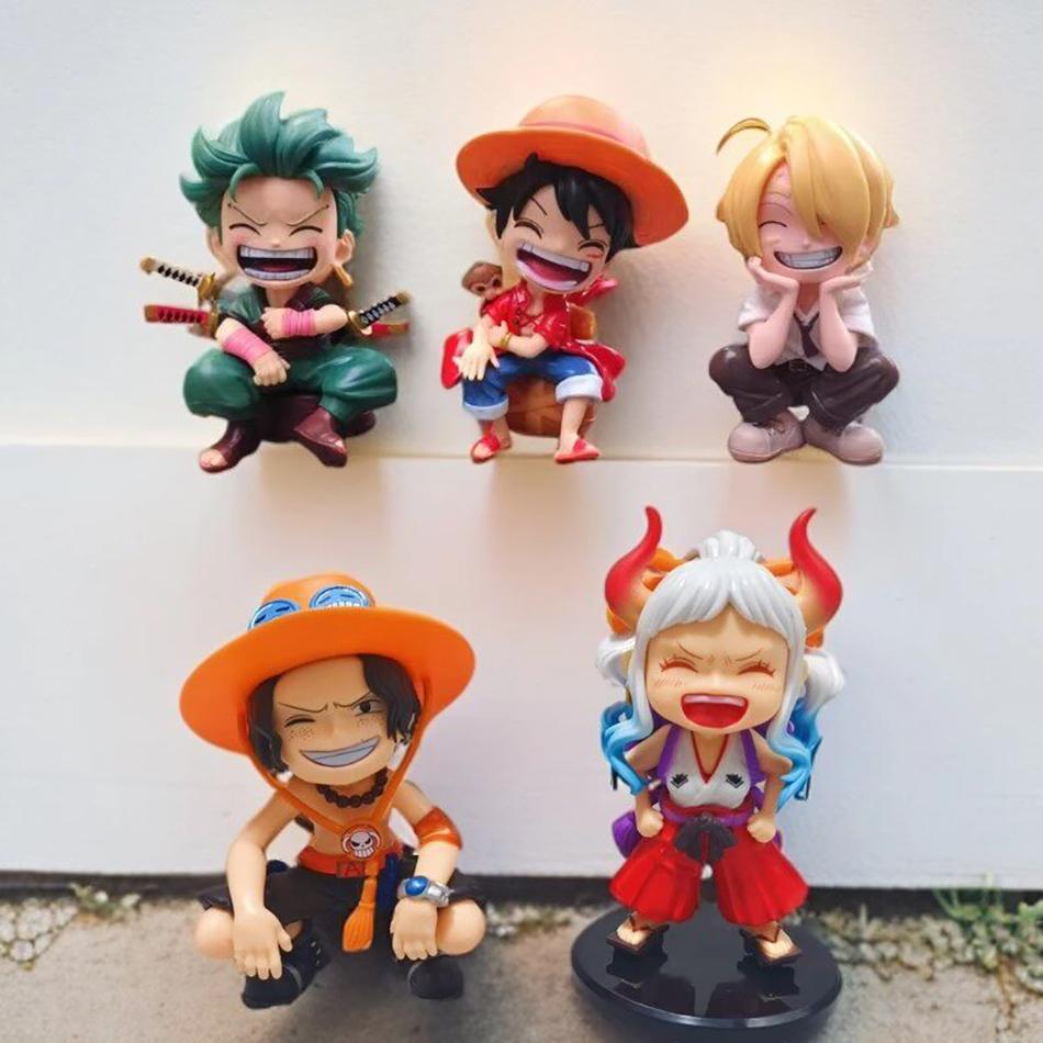Серия Аниме-Мерчандайза One Piece Луффи Зоро Санджи Q-Версия Сидячая Поза Детская Модель Фигурка Игрушка Подарок Коллекционные Предметы