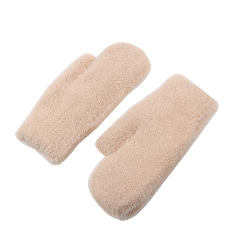 Женские зимние теплые кашемировые однотонные искусственные меховые норки эластичные мягкие варежки с полными пальцами милые перчатки для девочек