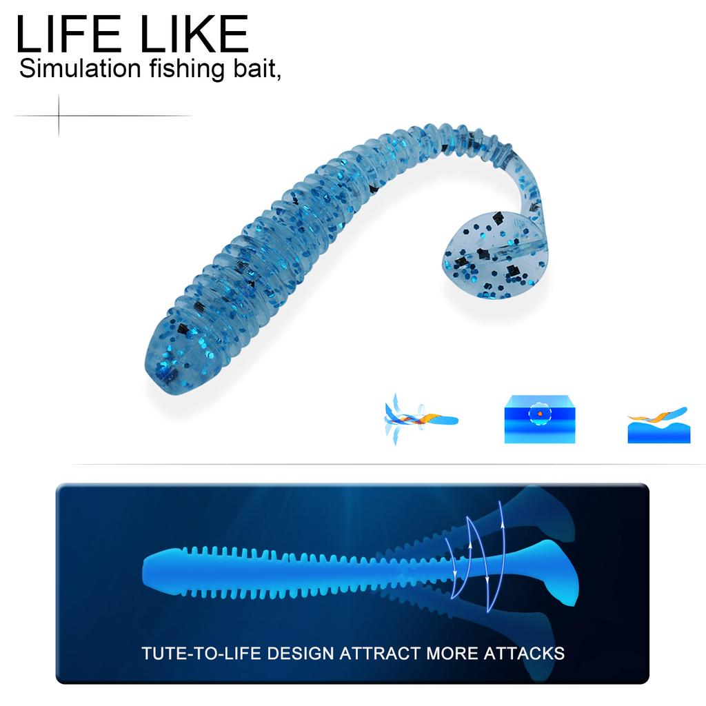 10pcs/lot Soft Rubber Bait Fishing Lure Wobbler Soft Worm Carp Fishing  Artificial Silicone Swimbait