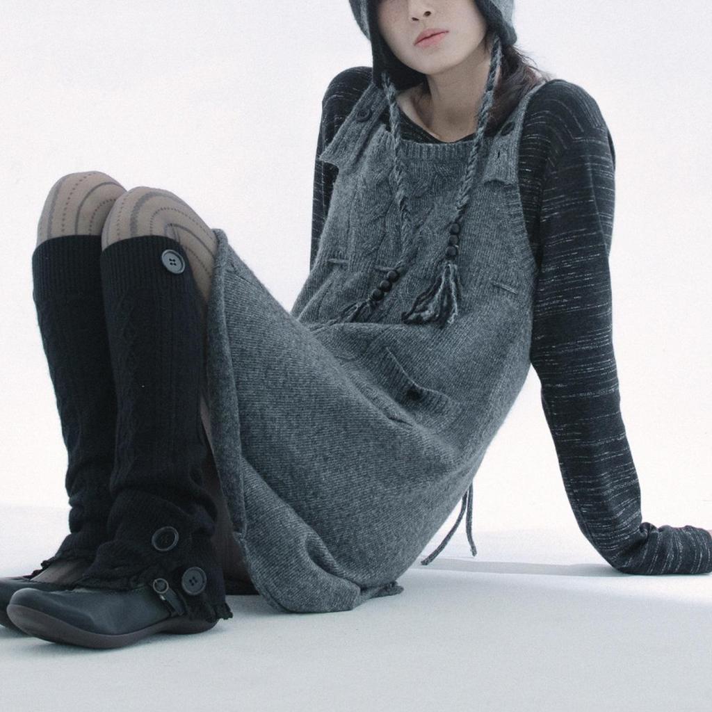 В наличии: Hugyourski Винтажное миди-платье-свитер крупной вязки в корейском стиле для женщин