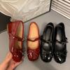 Small Man Inner Height Increase 5cm Mary Jane Shoes Spring and Autumn Bow Word with Ballet Single Shoes Women's Outer Wear