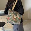 Large Floral Canvas Handbag with Shoulder Straps for Commuters and Students