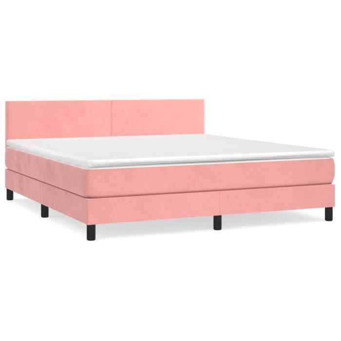 3141196 vidaXL Lit à sommier tapissier avec matelas Rose 160x200 cm Velours