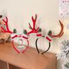 Bowknot Antlers Headband Plush Ball Elk Hair Hoop Deer Horn Hair Band  Festival Decoration