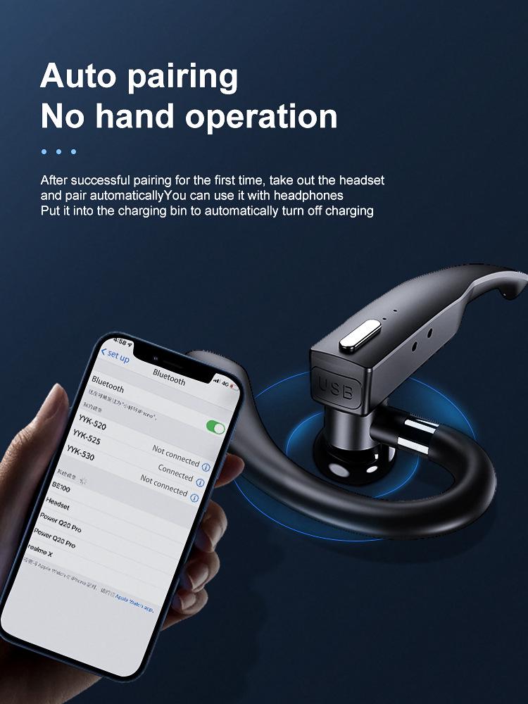 Bluetooth-гарнитура YYK-525: Беспроводные, крепятся на ухо, совместимы с автомобилем, имеют очень долгий срок службы батареи