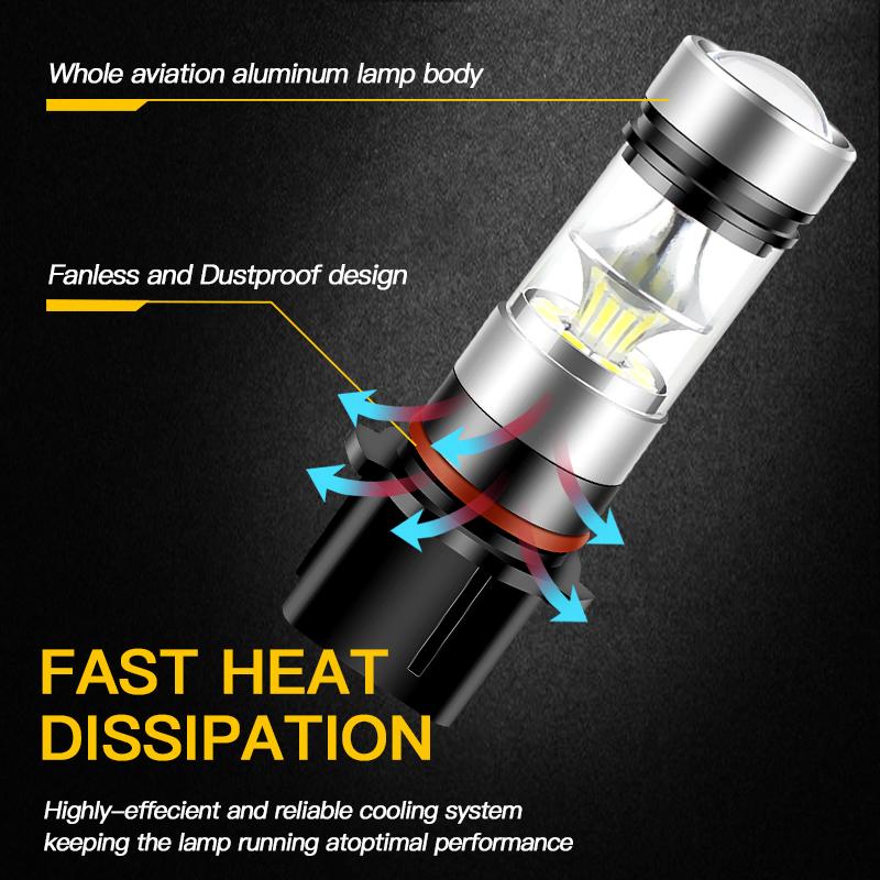 2 шт. Светодиодные лампы P13W для дневных ходовых огней DC12V, противотуманные фары, 6000K, белые сигнальные лампы, сменные лампы 3030 SMD, автомобильные аксессуары