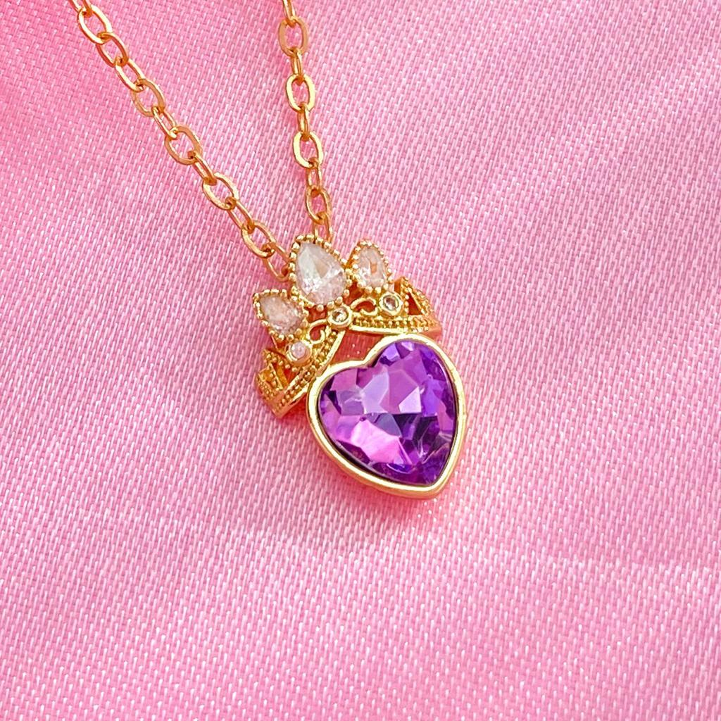 Crown Diamond-set Fashion Personality Hollow Love Pendant Temperament Simple Peach Heart Women's Necklace Collarbone Chain Accessories Necklace