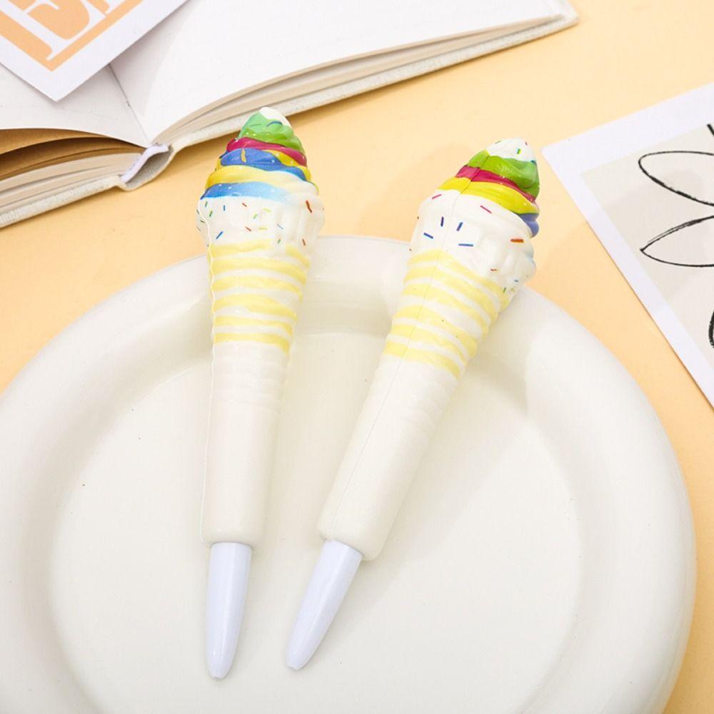 Ice Cream Cute Soft Gel Pen Signature Squeeze Sensory Toy Pen Funny Pinch Bounce Pen  Student