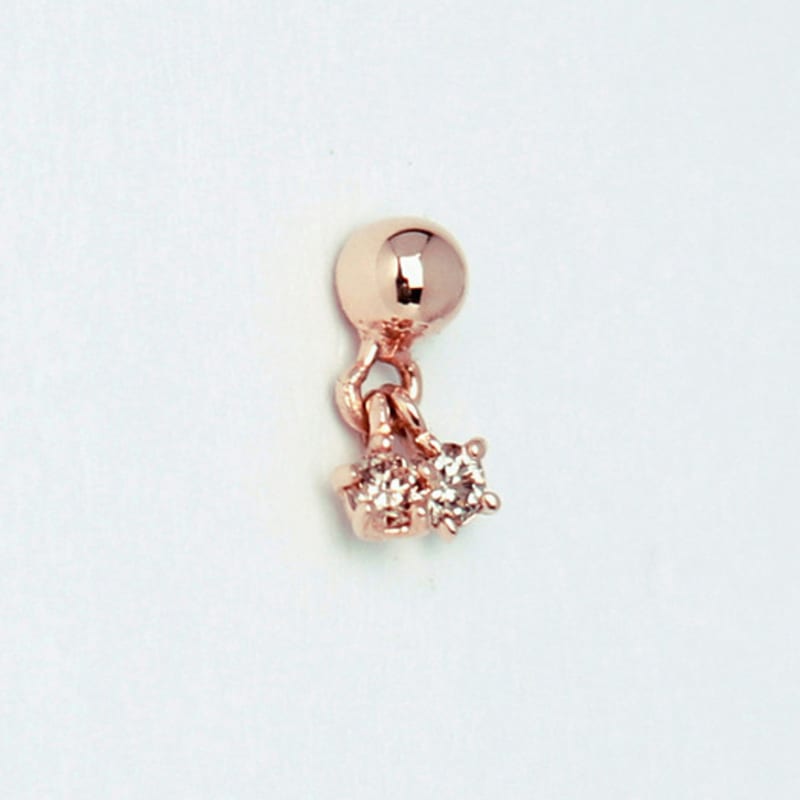 Less is more 14K gold twin drop flower earring & piercing