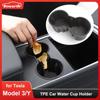 TPE Water Cup Holde for Tesla Model 3 Y 2022 Interior Accessories Silicone Waterproof Coasters Console Insert Double Hole Holder
