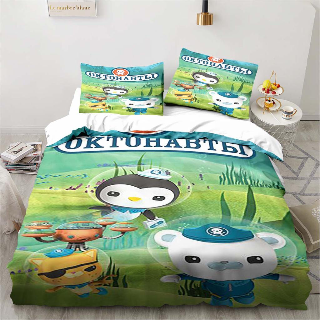 Комплект постельного белья с героями мультфильма «Октонавты» для спальни, комплект из трех предметов, односпальная кровать, двуспальная кровать размера «king size», пододеяльник и наволочка, детский подарок