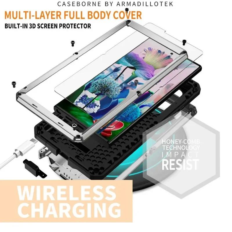 For Samsung S24 Ultra S25 Edge S23 S22 Plus Rugged Armor Aluminum Metal Phone Case Shockproof Cover Screw Bumper Screen Protect
