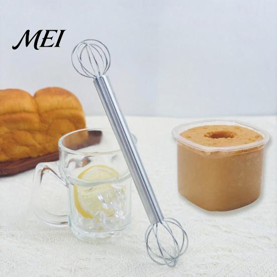 Soup Flavor Mixer Double Head Whisk, Stainless Steel Mixing Muddler, Handheld Blender Miso Dissolver Spoon for Paste Cream Eggs, Easy Clean