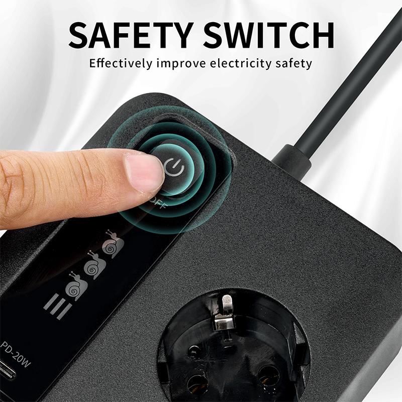 Розетка переменного тока ЕС, вставной удлинитель с двойной быстрой зарядкой, USB-удлинитель с перегрузкой