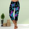 Брюки летние короткие леггинсы укороченные узкие брюки леггинсы больших размеров женские облегающие брюки с 3D синим изогнутым принтом в виде бабочек
