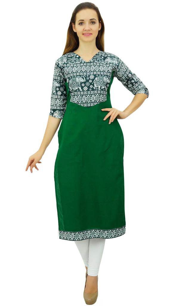 Phagun Женская хлопковая дизайнерская черная туника Kurta Ethnic с рукавами 3-4 Kurta-10