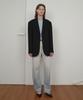 En Or Stripe Tweed Single Jacket - Black