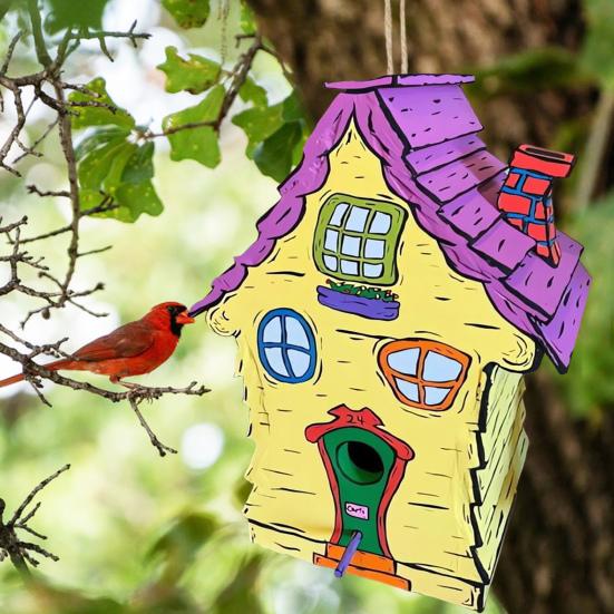 Деревянный скворечник ручной работы, уличный подвесной домик для птиц, домик для колибри, скворечник для украшения сада на открытом воздухе