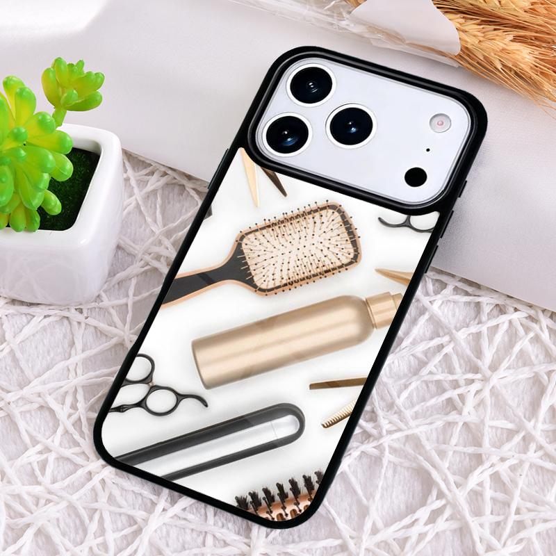 Hair Stylist Scissors Brush Switch Phone Case for iPhone 17 Air 16 15 11 12 14 13 Pro Max Shockproof Cover