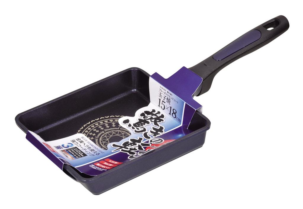Pearl Metal Lightweight Egg Roll 15 x 18 Gas Stove Amazingly Blue Diamond Pan, cm, Only, Lightweight, Coating, HB-2020