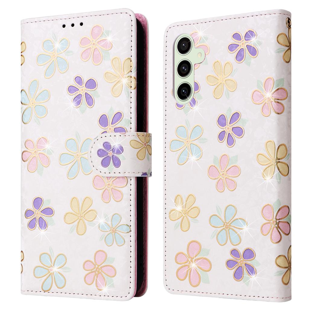 For Samsung Galaxy S24 FE Case RFID Blocking Flower Leather Phone Cover