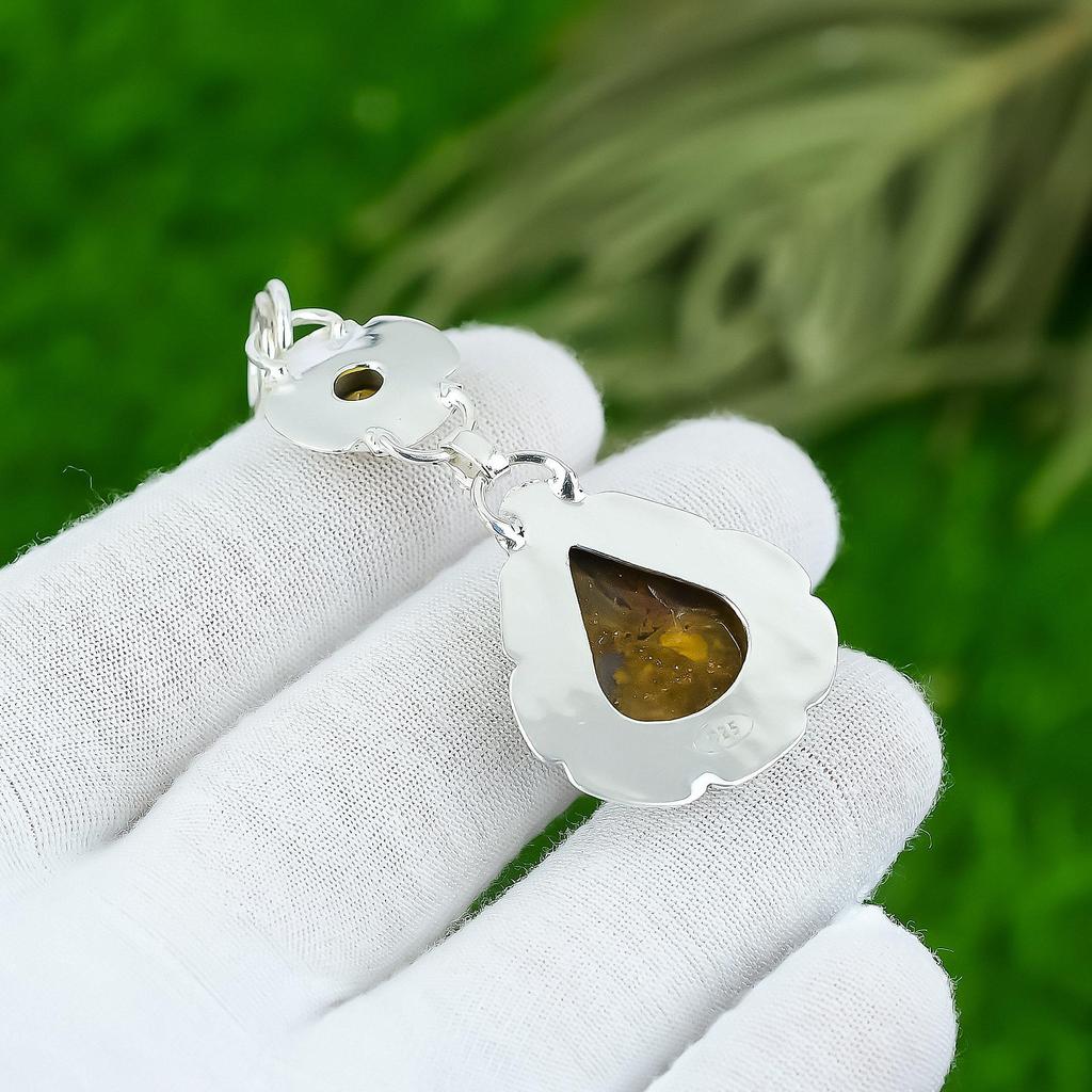 Подвеска из натурального океанического яшмового драгоценного камня, стерлинговое серебро 925 пробы, индийские украшения