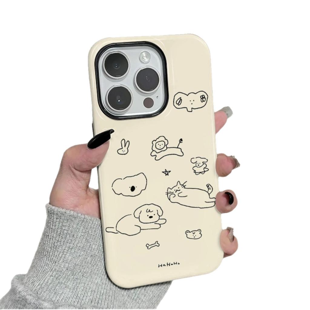 Abstract Line Puppy for Apple 17promax Cartoon Cute for IPhone16pro Lens All Inclusive 15 New