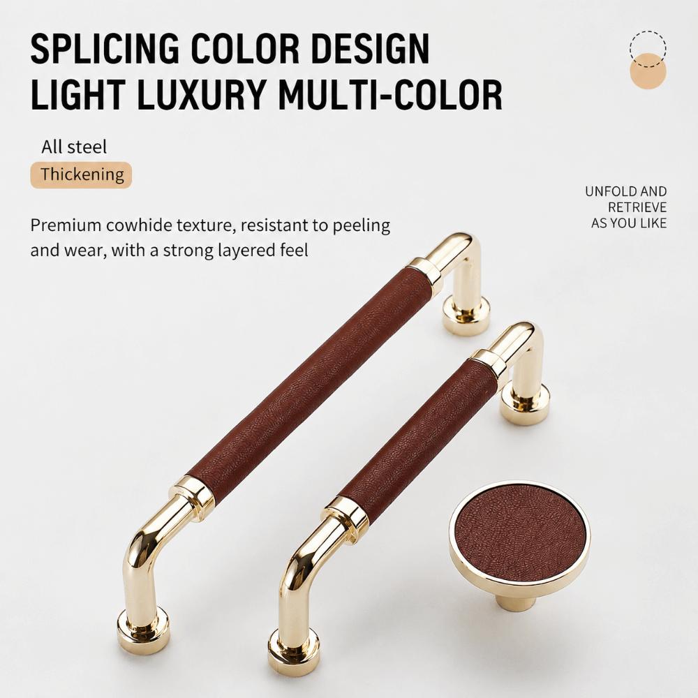 Nordic Wardrobe Door Handles Handmade Cabinet Drawer Knobs Leather Hardware Handle Multipurpose
