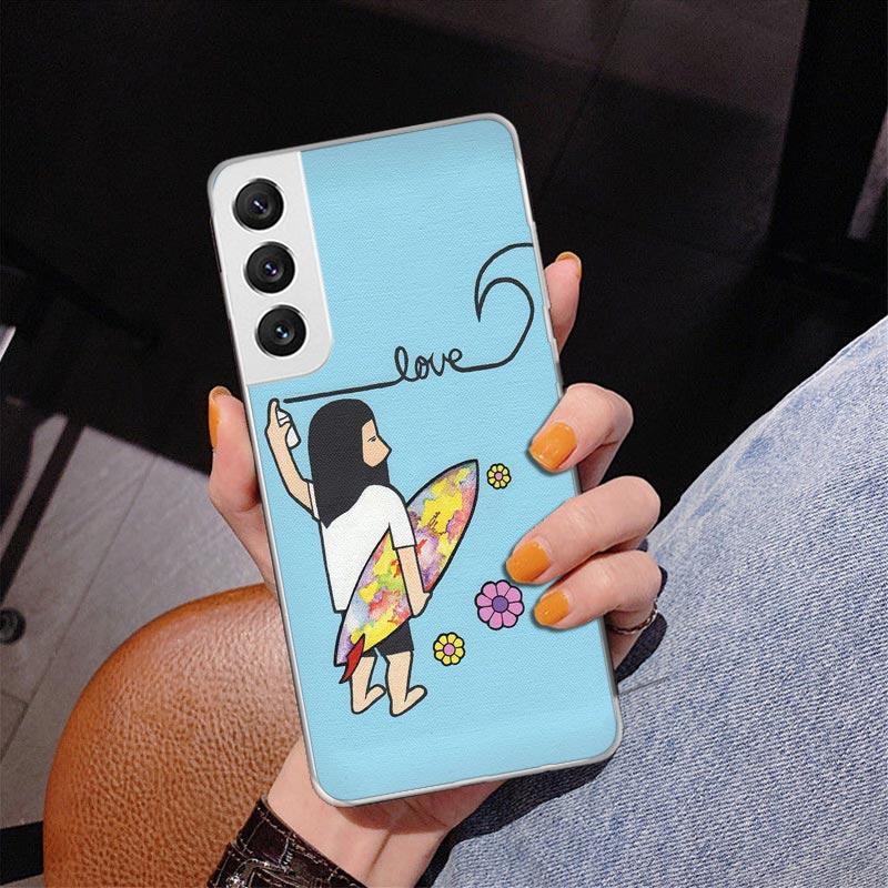 Surfboard Surfing Surf Girl Summer Phnoe Case for Samsung Galaxy S26 S25 Edge S23 S24 Ultra S22 Plus S21 S20 FE Unique Cover Sof