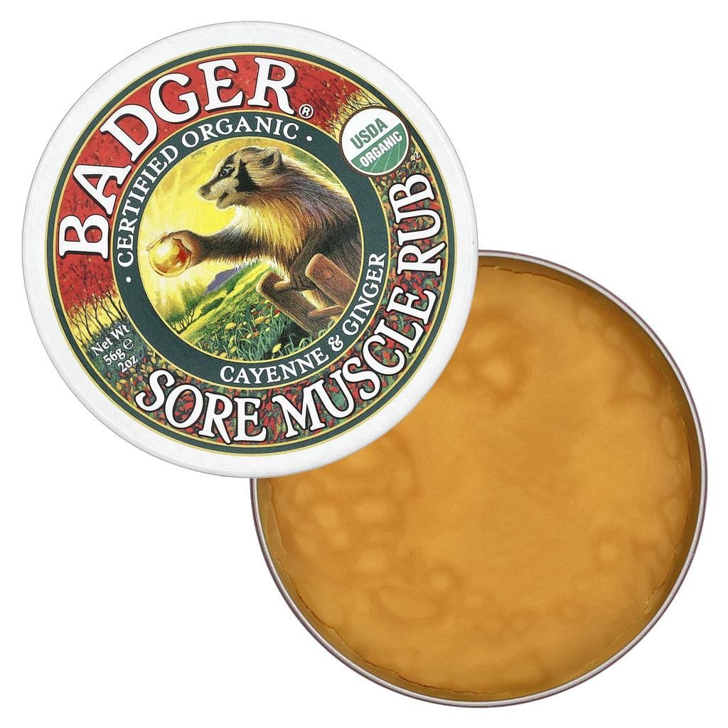 Badger, Органический, средство от боли в мышцах, кайенский перец и имбирь, 2 унции (56 г)