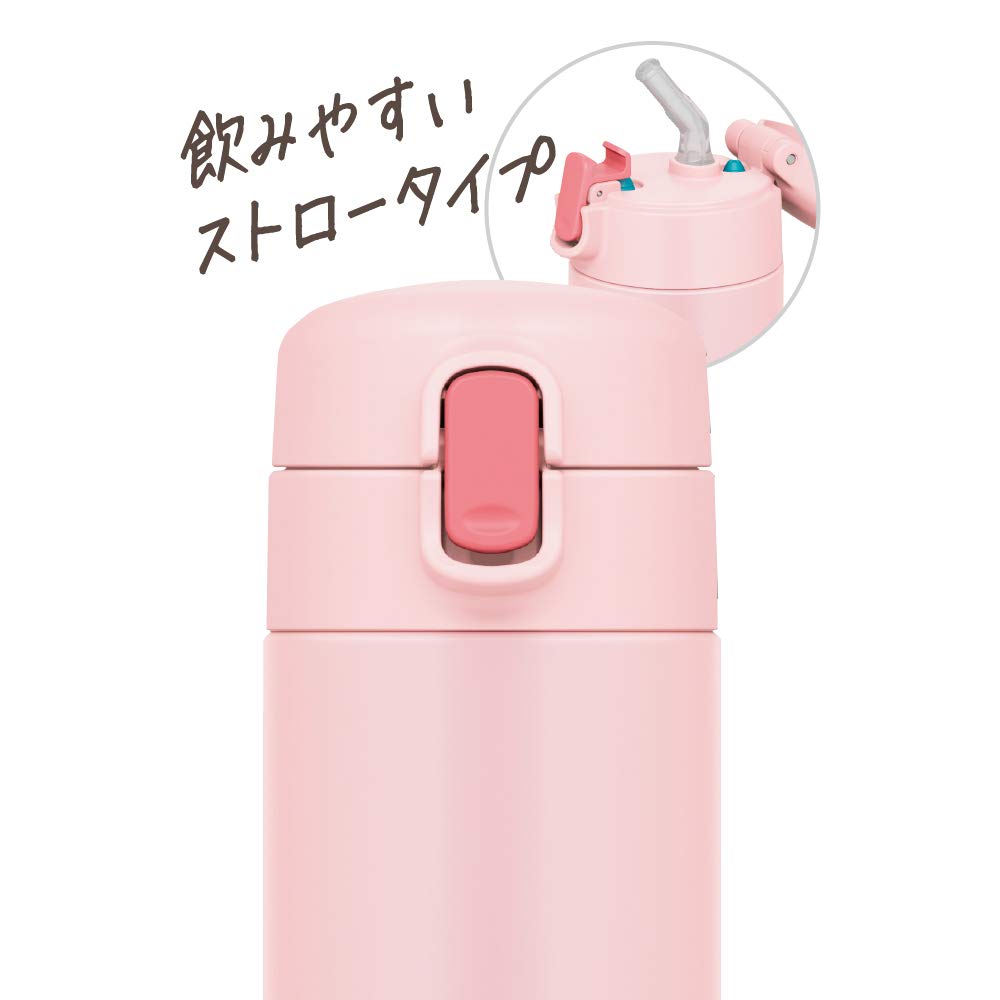 Thermos Бутылка для воды с вакуумной изоляцией, соломенная бутылка 350 мл, светло-розовая, только для холодного хранения, LP FJM-350