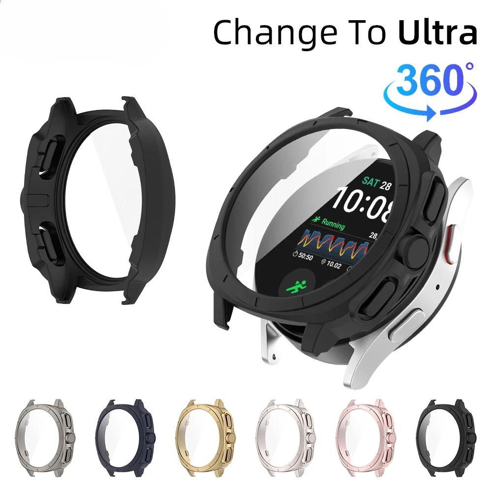 Перейти на чехол Ultra для Samsung Galaxy Watch 7 44 мм 40 мм Чехол из закаленного стекла + Защитная пленка на экран для Samsung Watch7