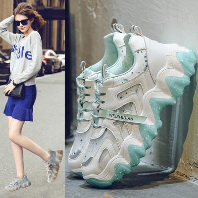 Женские кроссовки на платформе Кожаные повседневные Женские массивные кроссовки Женские высокие Черные Спортивные Модные брендовые Туфли на толстой подошве