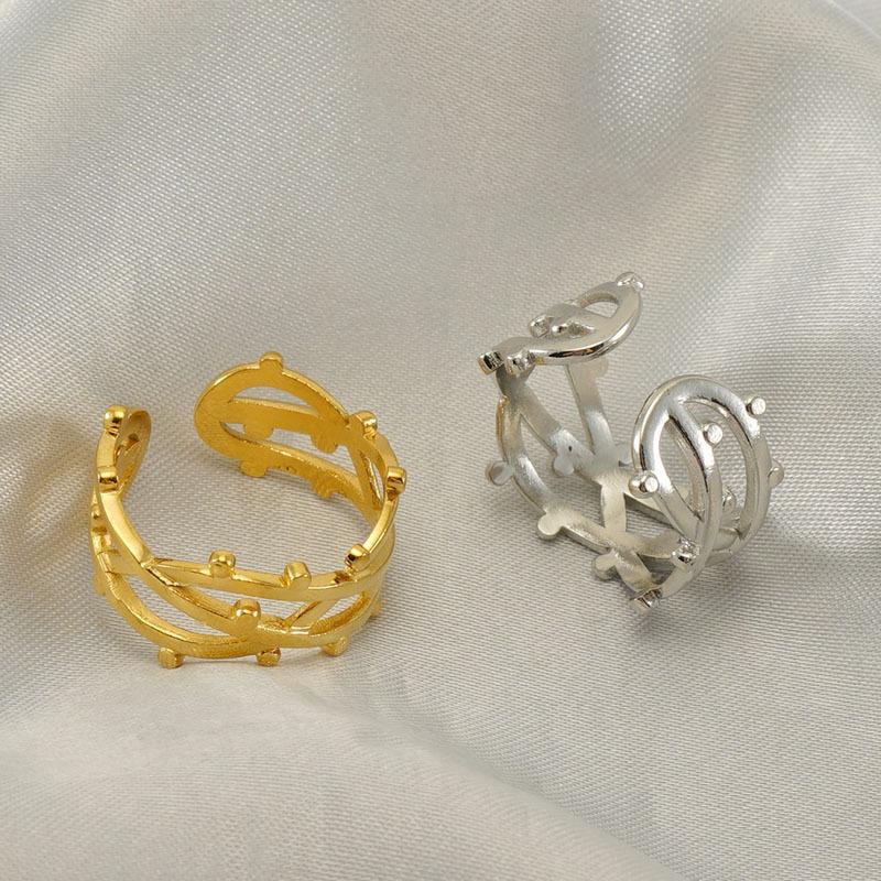 Новое модное кольцо из титановой стали с полым дизайном, нишевое простое женское трендовое открывающееся регулируемое кольцо