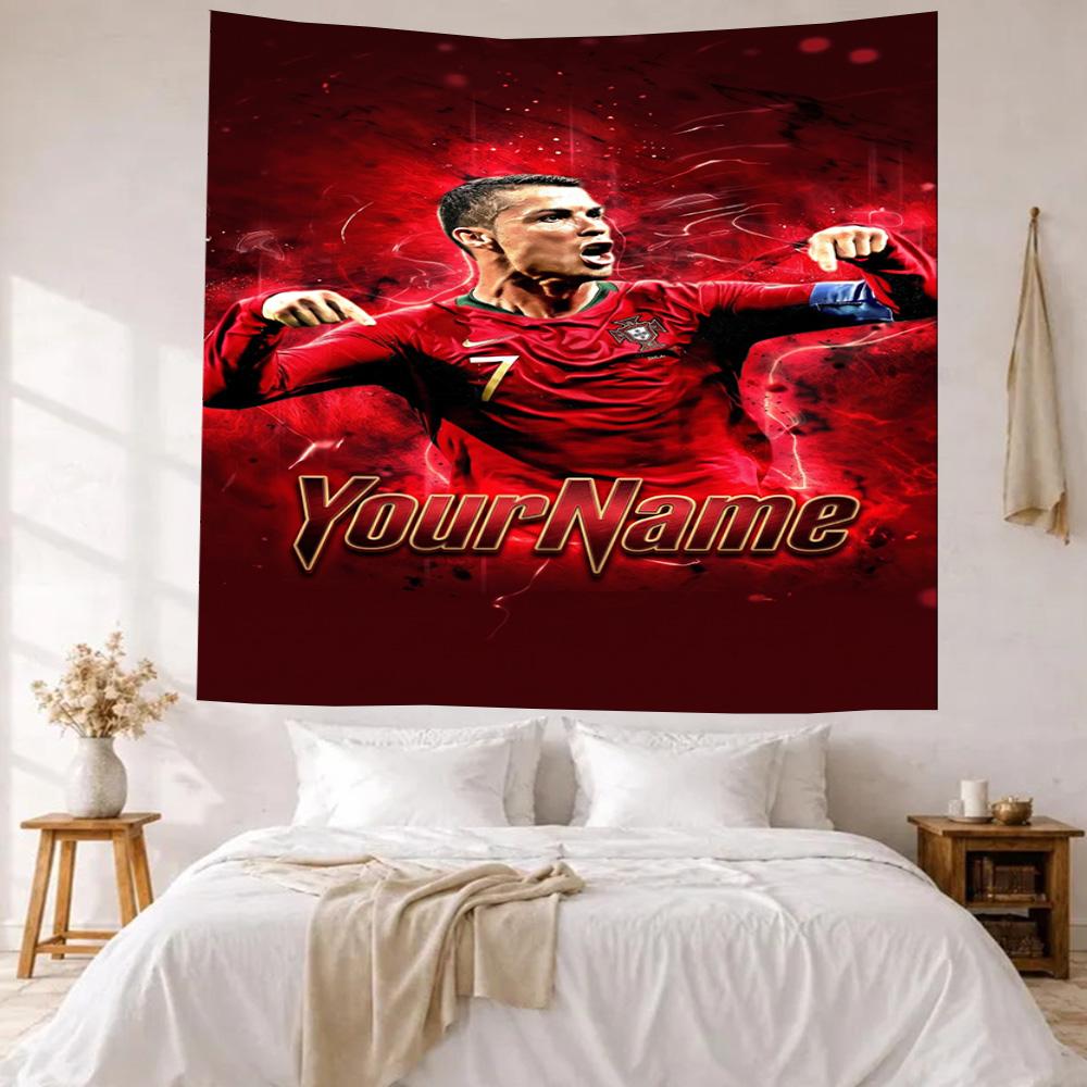 Cristiano Ronaldo Custom Your Name Wall Decor Tapestry Art For Pet Memorial Birthdaywedding Party Backdrop Family Gift