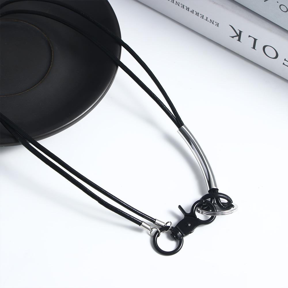 Metal Texture Leather Rope Necklace Korean Style Necklace Black Rope Necklace Female Necklace
