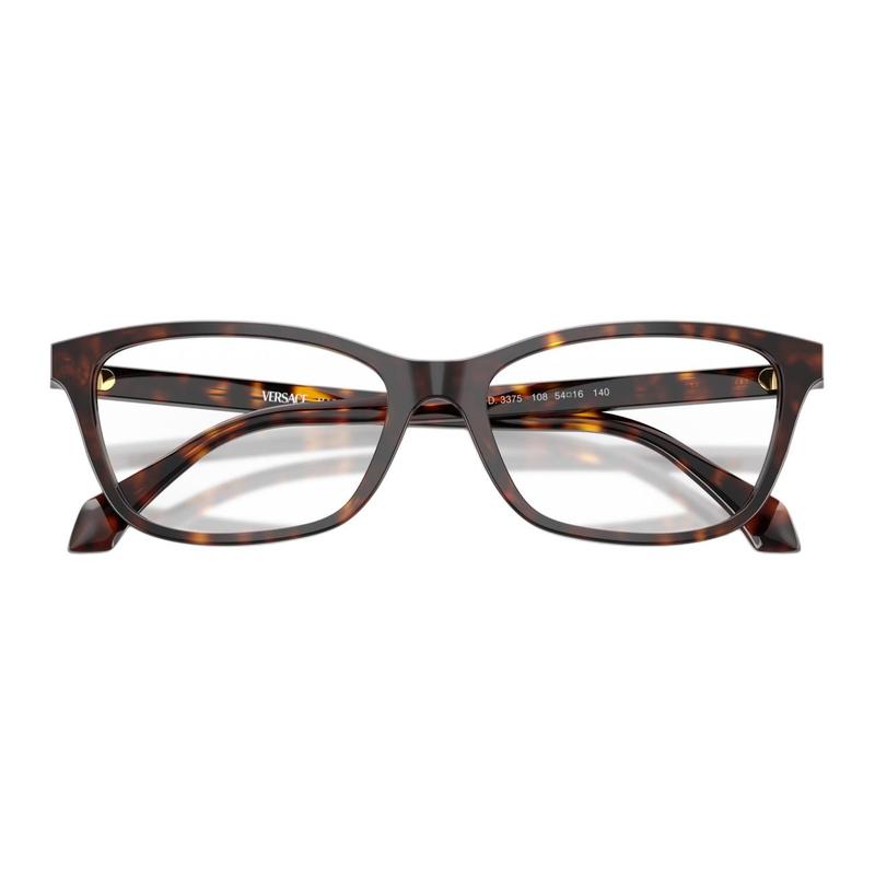 Versace Brand Logo Acetate Rectangular Optical Frame Women's Brown 26126528 VE3375108-Brown F